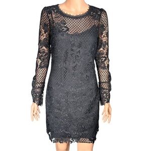 Joie Hemera Lace Yoke Mini Dress Black - Size 2